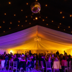 Party marquee hire evening set up